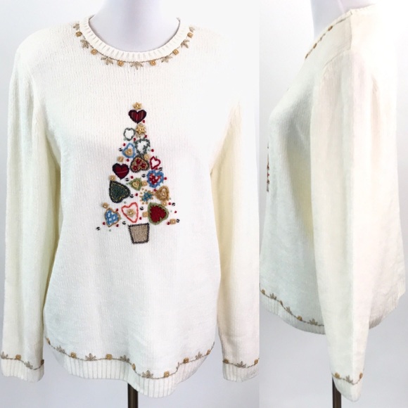 Alfred Dunner Sweaters - Alfred Dunner Embroidered Christmas Sweater Sz M